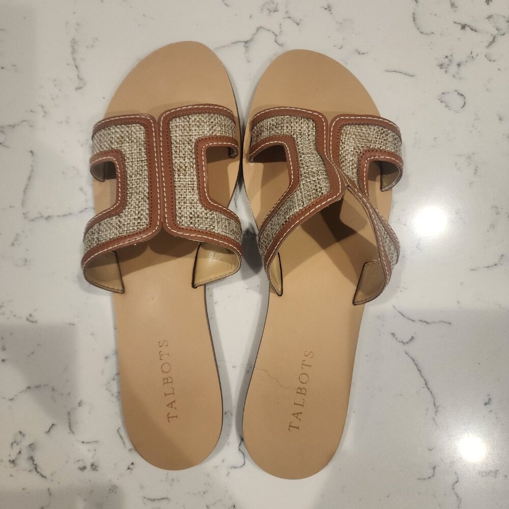 Talbots Tan and Natural Woven Slide Sandals - Picture 4 of 5